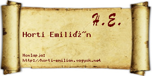 Horti Emilián névjegykártya